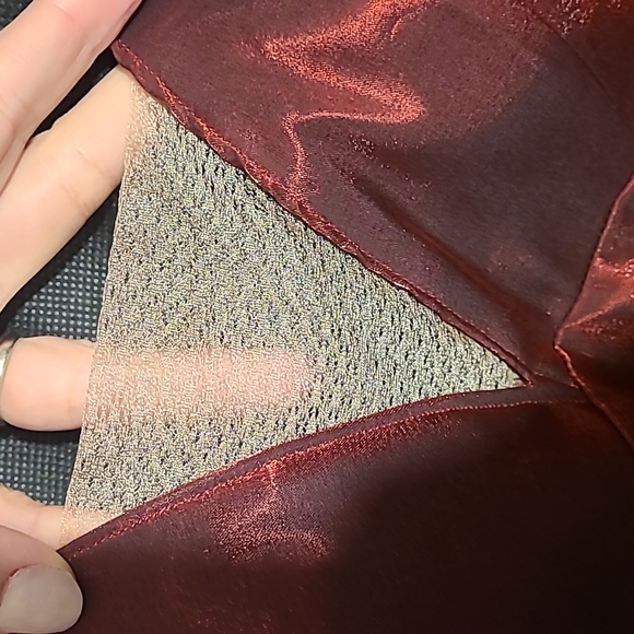 Sherri Hill satin dress V neck  spaghetti straps wine red sz 0 - Picture 10 of 13